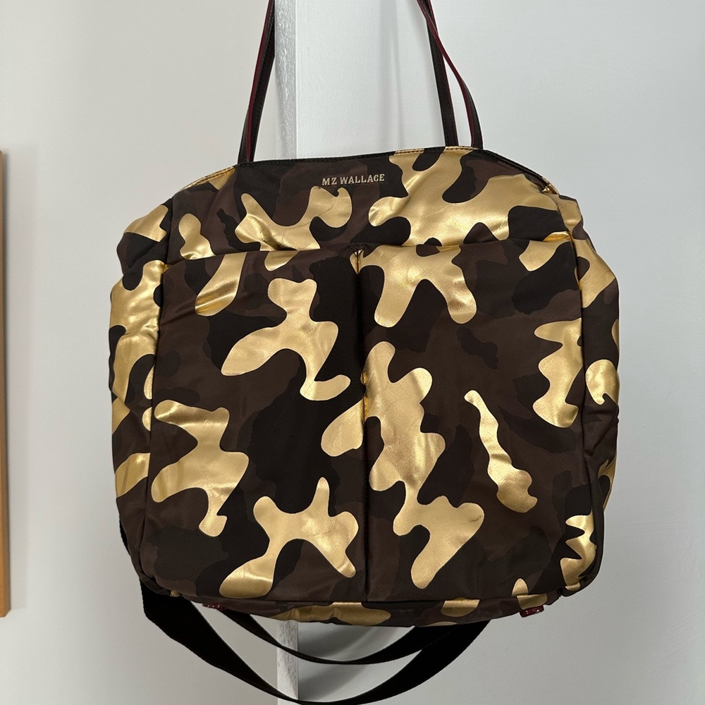 MZ Wallace Gold and Brown Camo Nylon Tote